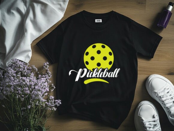 Pickleball Black T-Shirt Graphics for T-Shirt Designs