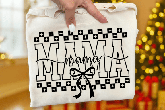 Retro Mama Checkered Bow SVG – Graphics for T-Shirt Designs
