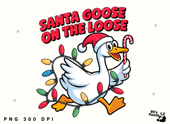 Santa Goose on the Loose PNG for T-Shirt Designs & Graphics