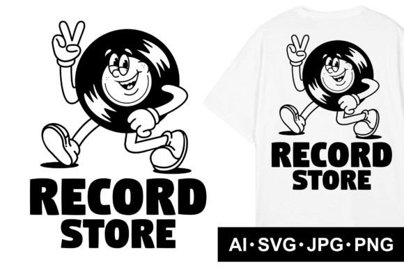 Vinyl Record Character Graphics for Modern T-Shirt Designs